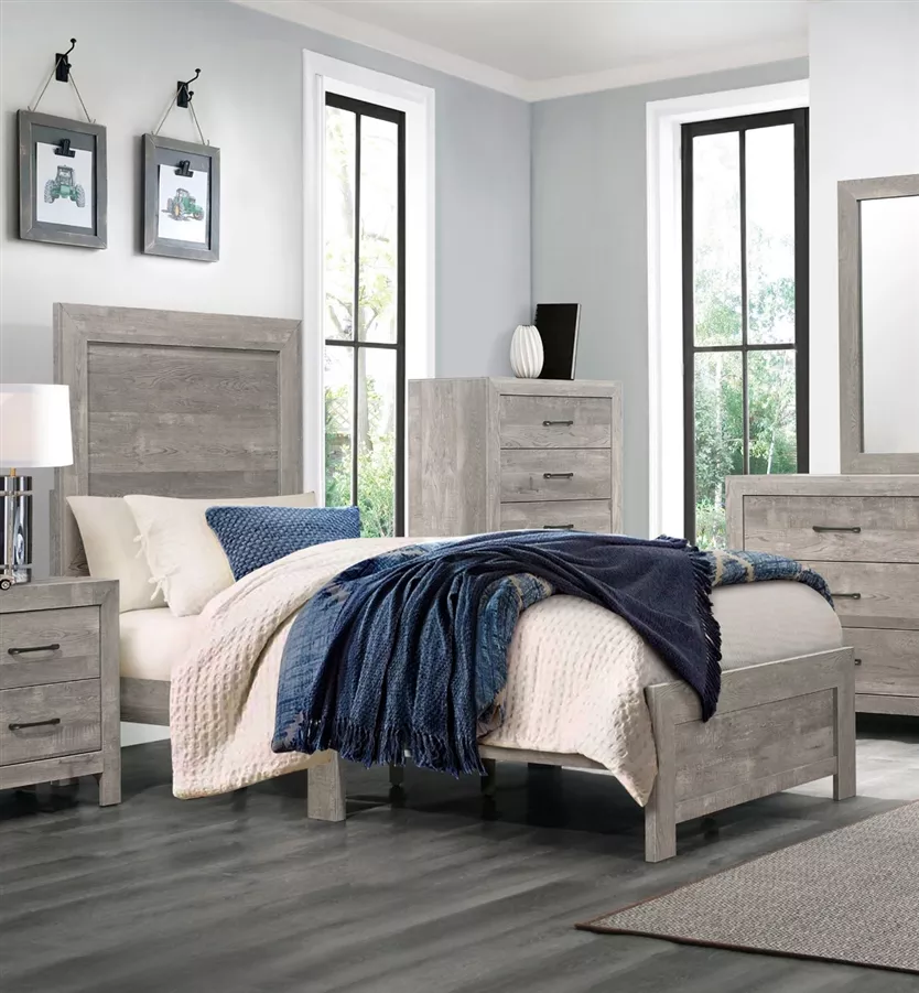 Corbin Twin Bed in Gray Finish by Home Elegance - HEL-1534GYT-1